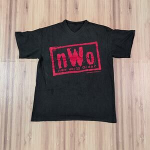 Vintage NWO New World Order WCW Wrestling Black Petite Small T-Shirt Distressed